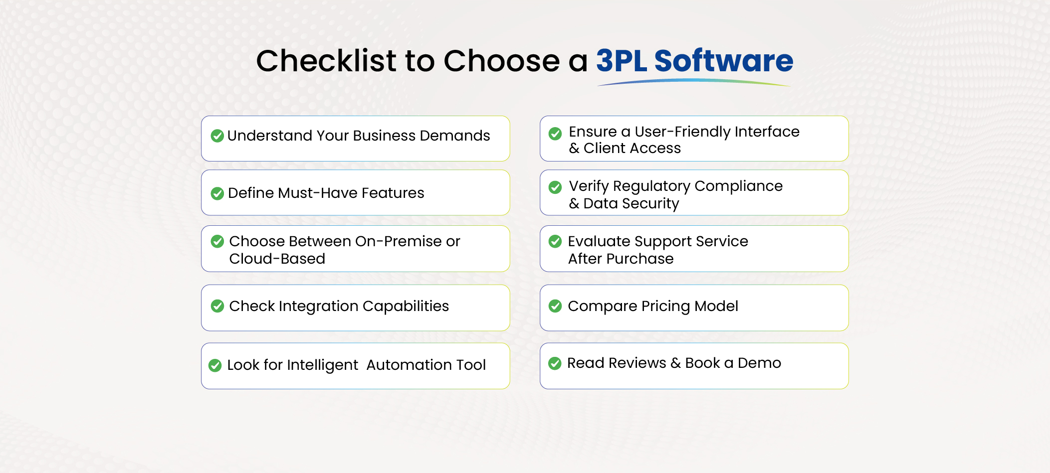 Checklist to choose a 3pl software