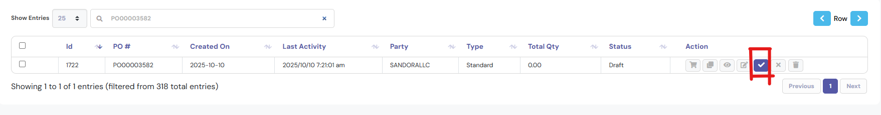 Sending the Purchase Order for Approval