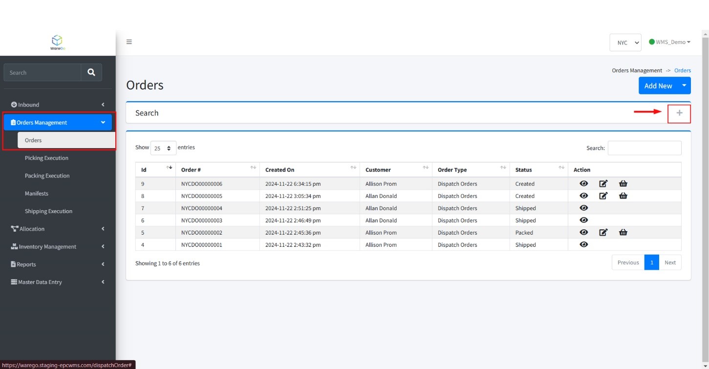 Accessing the orders for processing