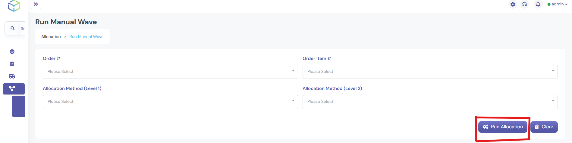 Click on the Run Allocation button.