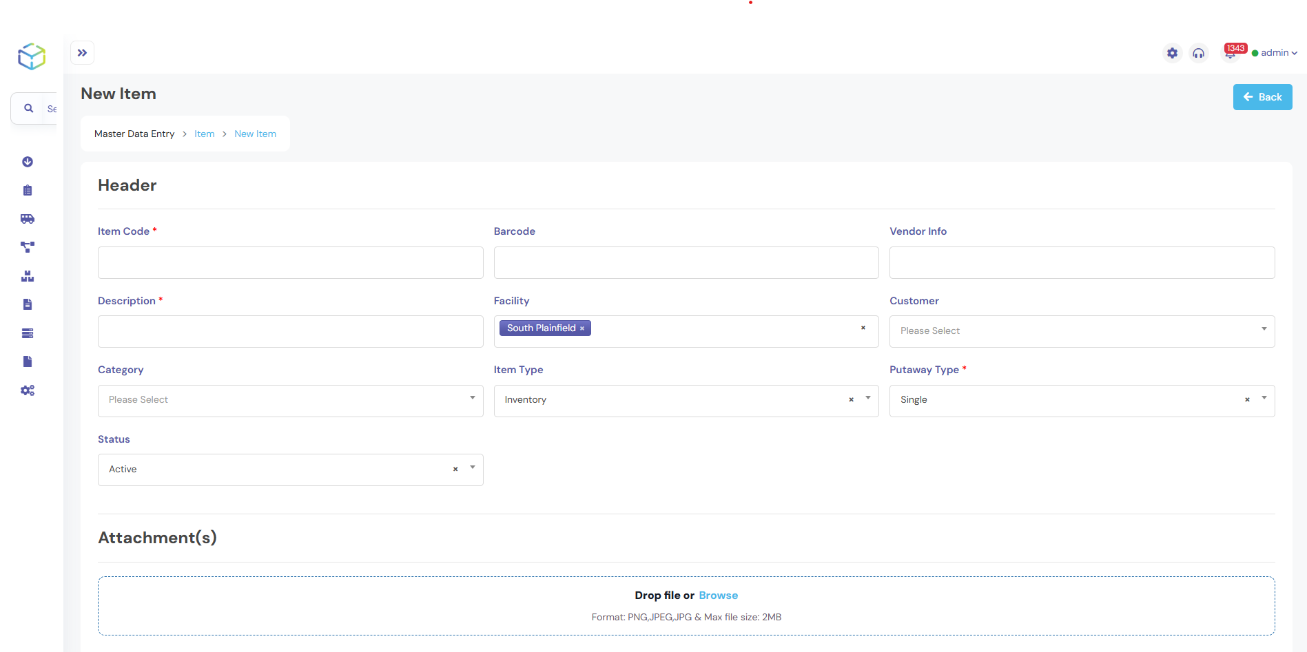 Filling in Basic Item Details