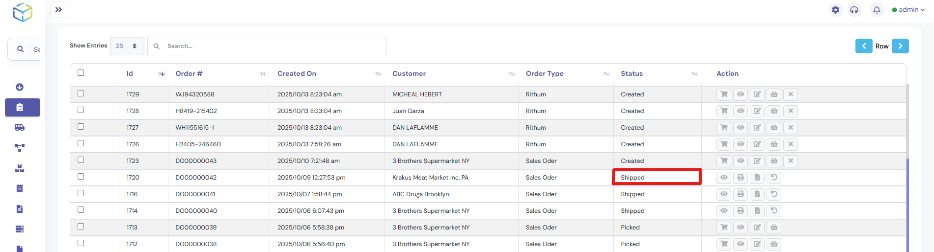 Go back to Order Management Orders to verify the status