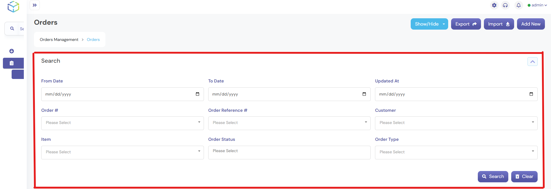copying the Order Number from the Order Listing Screen